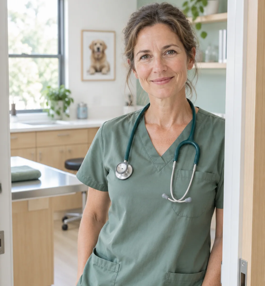 Dr Hannah Brooke in the doorway of a consulting room